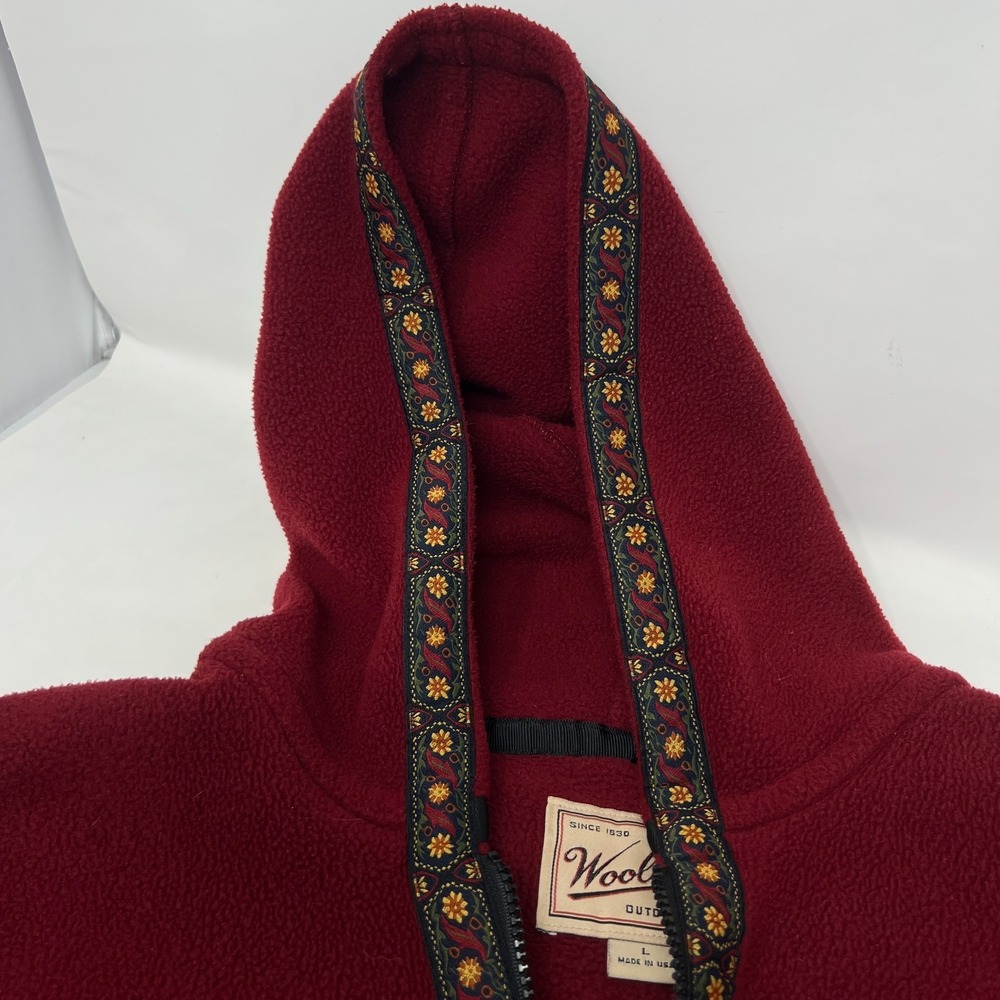 Woolrich Polartec Hooded Zip Up Jacket Coat Fleece Decorative Trim Womens Size L - Picture 6 of 16